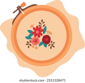 A flowery embroidered circle with a flowery design