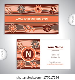 Flowery pattern - business card - set template - Flat design - Company presentation - stock vector