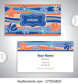 Flowery pattern - business card - set template - Flat design - Company presentation - stock vector