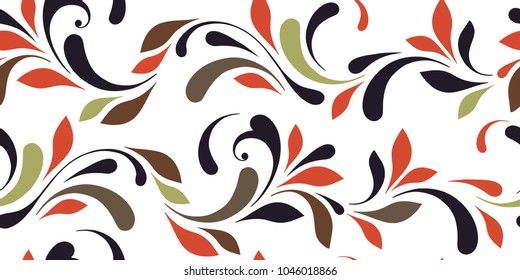 Flowery pattern. Floral seamless texture for textile, wallpapers, wrapping, paper. Flowers and swirls.