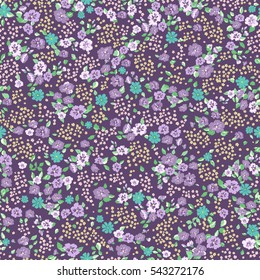 Flowery pattern in small-scale flowers. Liberty style millefleurs. Floral seamless background for textile, dress, book covers, manufacturing, wallpapers, print, gift wrap and scrapbooking.