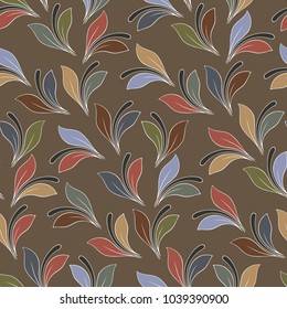 Flowery print. Easterly seamless texture for textile, wallpapers, wrapping, paper. Flowers and swirls. Art deco.