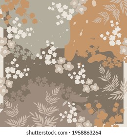 flowery scarf pattern with brown color combination design