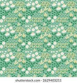 Flowery summer, spring seamless pattern. Daisy, wildflower field. For backgrounds, summer and country projects, textile design, packaging, scrapbooking
