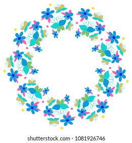 Flowery wreath vector illustration.