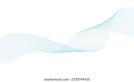 Las líneas de onda azul abstractas fluidas crean un patrón dinámico sobre un fondo blanco limpio. Formato de Vector escalable apto para medios impresos y digitales.