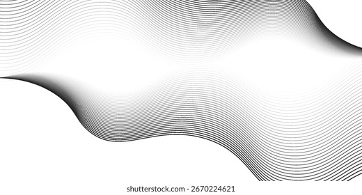 Flowing abstract dots particles wave pattern 3D curve halftone black gradient curve simple abstract