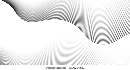 Flowing abstract dots particles wave pattern 3D curve halftone black gradient curve simple abstract modern art