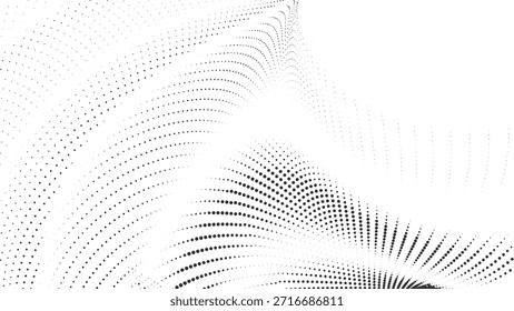 Fundo de onda de meio-tom abstrato fluindo com curvas pontilhadas densas criando profundidade dramática e textura de movimento suave para arte digital moderna e design criativo usar Ilustração de vetor