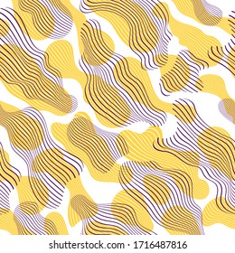 Flowing abstract lined shapes seamless background, biological life forms drifting, vector pattern.