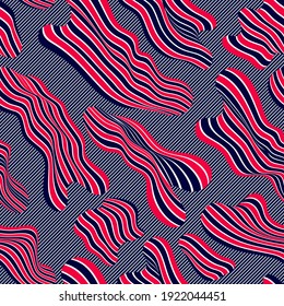 Flowing abstract lined shapes seamless background, biological life forms drifting, vector pattern.