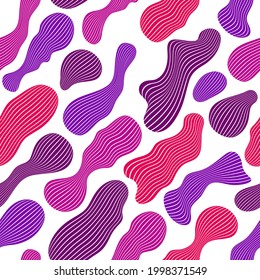 Flowing abstract lined shapes seamless background, biological life forms drifting, vector pattern.