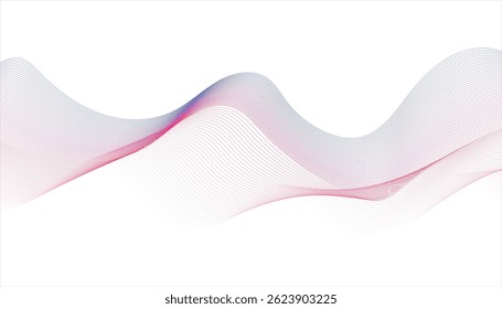 Flowing abstract lines. Curved pink and blue wave. Gentle, dynamic motion.