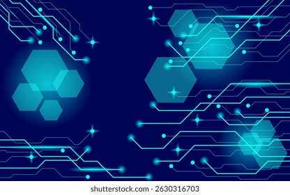 Flowing abstract wave lines in electric blue over black, evoking movement, signal transmission, and digital evolution