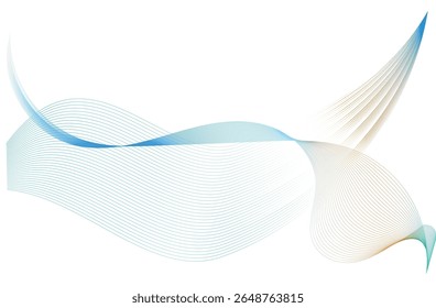 Flowing abstract wave lines with soft blue to orange gradient. Elegant curved lines on white background, ideal for modern business templates, presentations, or web design
