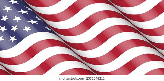 Flowing American Flag. Vector USA Flag