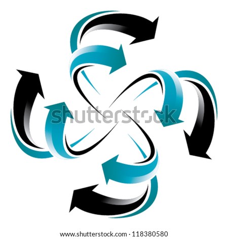 flowing arrow wheel - blue and black arrows