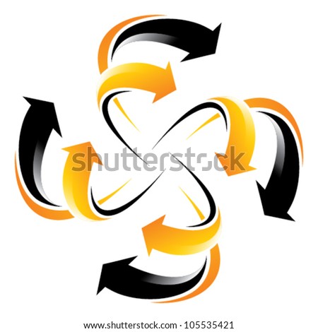 flowing arrow wheel - orange and black arrows