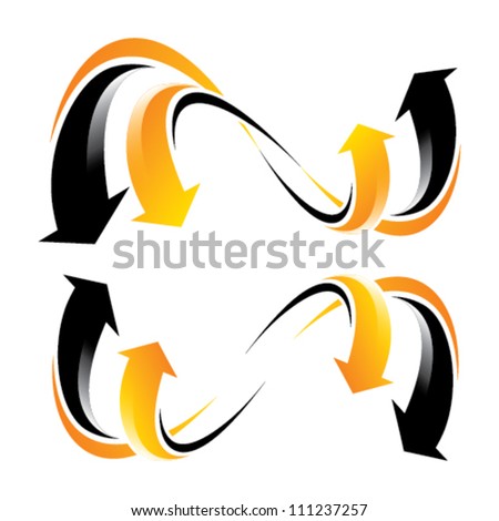 flowing arrow wheel - orange and black arrows