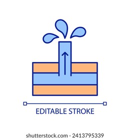 Flowing artesian well RGB color icon. Ground water source usage. Clean drinking water in ecosystem. Liquid consumption. Isolated vector illustration. Simple filled line drawing. Editable stroke