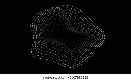 Flowing black dotted arc with abstract bend