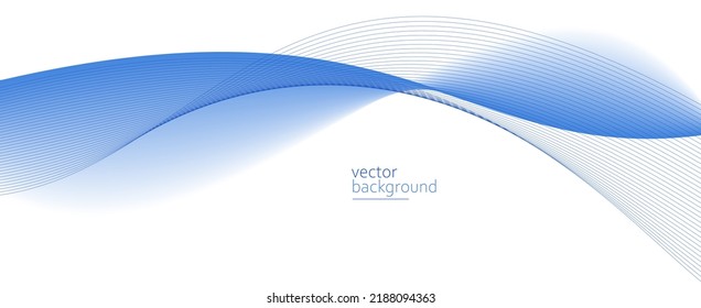 Flowing blue curve shape with soft gradient vector abstract background, relaxing and tranquil art, can illustrate health medical or sound of music.