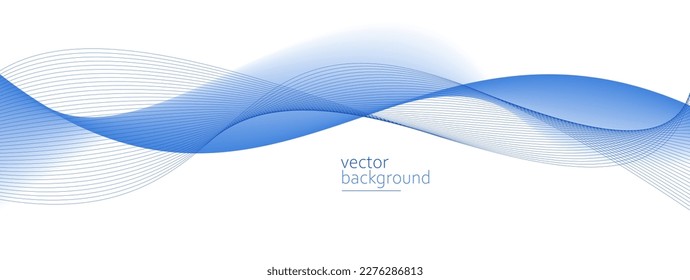 Flowing blue curve shape with soft gradient vector abstract background, relaxing and tranquil art, can illustrate health medical or sound of music.