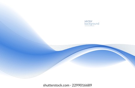 Flowing blue curve shape with soft gradient vector abstract background, relaxing and tranquil art, can illustrate health medical or sound of music.