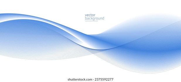 Flowing blue curve shape with soft gradient vector abstract background, relaxing and tranquil art, can illustrate health medical or sound of music.