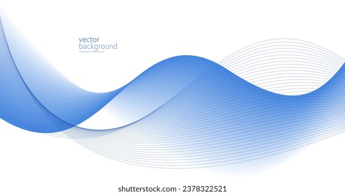 Flowing blue curve shape with soft gradient vector abstract background, relaxing and tranquil art, can illustrate health medical or sound of music.