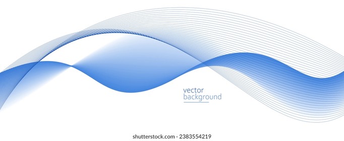 Flowing blue curve shape with soft gradient vector abstract background, relaxing and tranquil art, can illustrate health medical or sound of music.