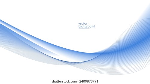 Flowing blue curve shape with soft gradient vector abstract background, relaxing and tranquil art, can illustrate health medical or sound of music.
