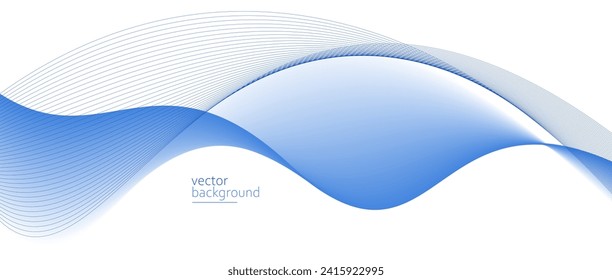 Flowing blue curve shape with soft gradient vector abstract background, relaxing and tranquil art, can illustrate health medical or sound of music.