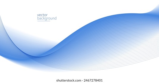 Flowing blue curve shape with soft gradient vector abstract background, relaxing and tranquil art, can illustrate health medical or sound of music.