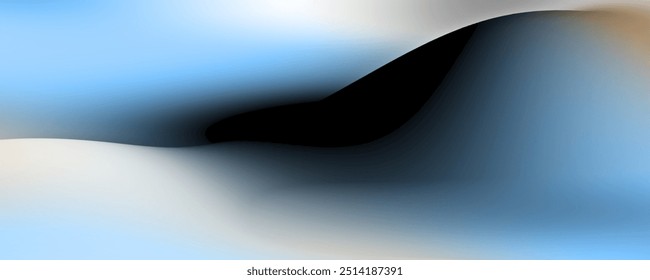  A flowing blue gradient surrounds a dark, central shape, creating a calming and abstract scene.