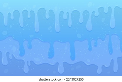 Líquido pegajoso azul flotante. Se gotean y fluyen deslizantes.
