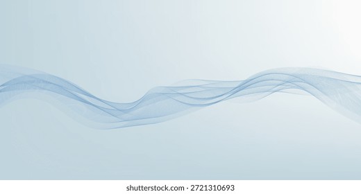 Fluxo azul translúcido ondas de tecido, abstrato, minimalista, fundo sereno. O movimento suave cria formas suaves e elegantes. Útil para temas de arte, design, beleza ou bem-estar