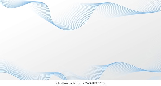 Flowing blue wave lines on a light grey background. Dynamic smooth digital technology backdrop. Future smoke wavy line design for brochure, ads, website, banner, presentation
