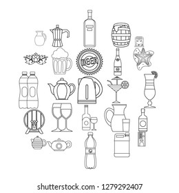 Flowing bowl icons set. Outline set of 25 flowing bowl vector icons for web isolated on white background