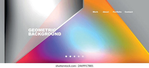 Flowing bright neon gradients geometric abstract background with triangles and lines. Fluid color pattern of color liquid gradient background for wallpaper, banner, background, card, landing page