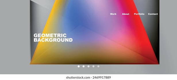 Flowing bright neon gradients geometric abstract background with triangles and lines. Fluid color pattern of color liquid gradient background for wallpaper, banner, background, card, landing page