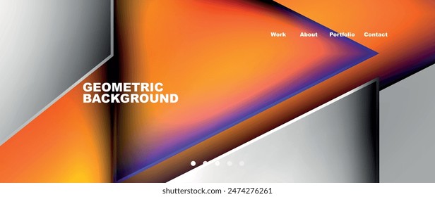 Flowing bright neon gradients geometric abstract background with triangles and lines. Fluid color pattern of color liquid gradient background for wallpaper, banner, background, card, landing page