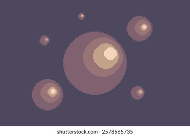 Flowing Bronze Metal Ball, Pixel Art Abstract Illustration