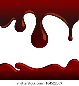 Flowing brown syrup. chocolate drop. eps10