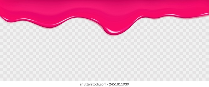  Flowing cherry or raspberries jam.Dripping pink caramel and sause. Slime vector texture or  paint drip or nail polish.