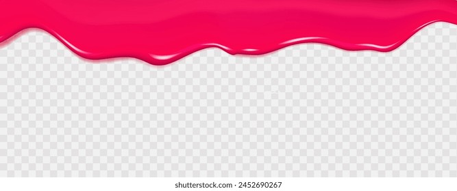  Flowing cherry or raspberries jam.Dripping pink caramel and sause. Slime vector texture or  paint drip or nail polish.