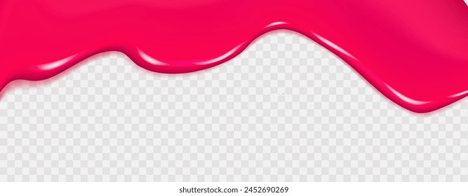  Flowing cherry or raspberries jam.Dripping pink caramel and sause. Slime vector texture or  paint drip or nail polish.