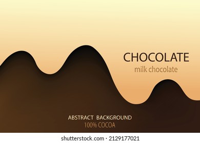 Flowing chocolate. Abstract, white-brown background. Vector illustration.