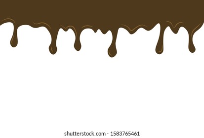 Flowing chocolate drops. Vector illustration.