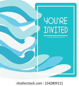 Flowing Color Waves Framed Background Template with Copy Space